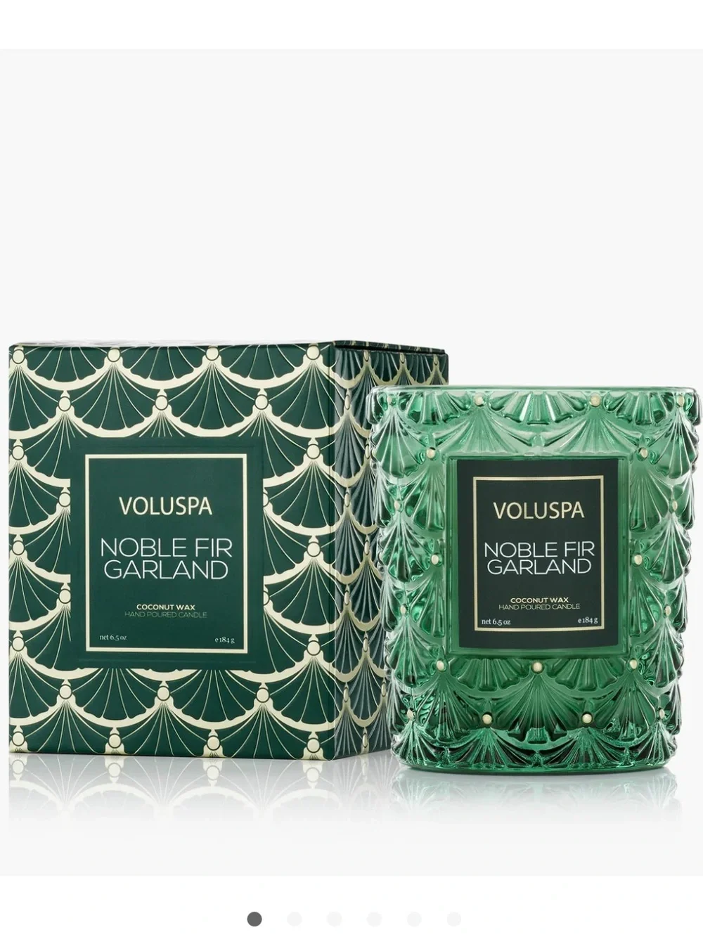 ❗️Voluspa Noble Fir Garland Green Textured Glass Candle with Decorative Box NWT